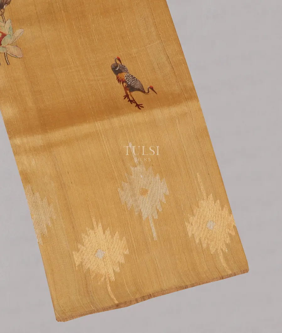 Yellow Tussar Printed Saree T566913-image