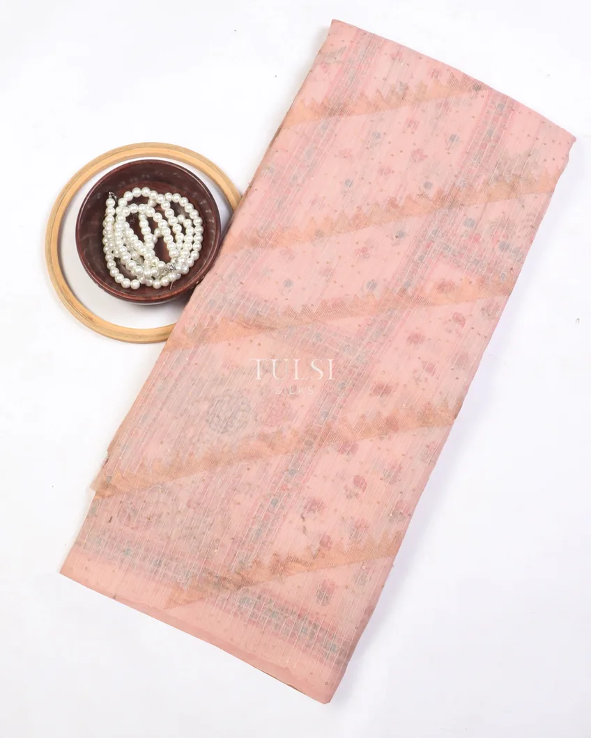 Light Pink Kora Matka Tussar Saree T571875-image