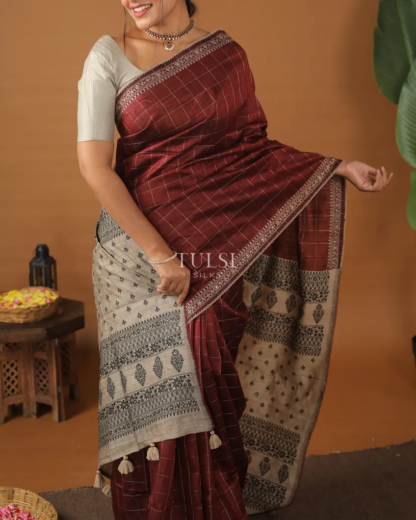 maroon-tussar-embroidery-saree-t522742-t522742-b
