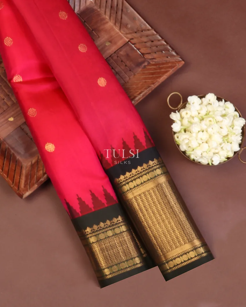 Pinkish Red Gadwal Silk Saree T576205-image