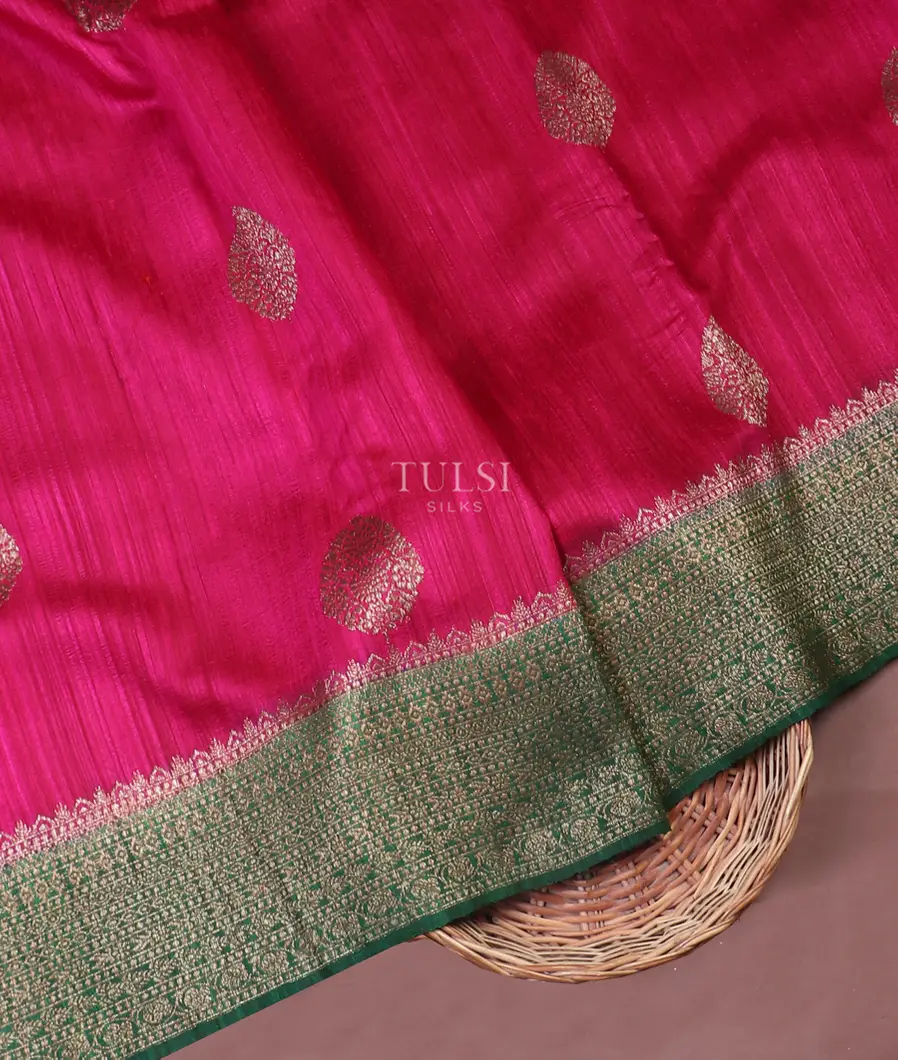 Magenta Banaras Tussar Saree T523192-image