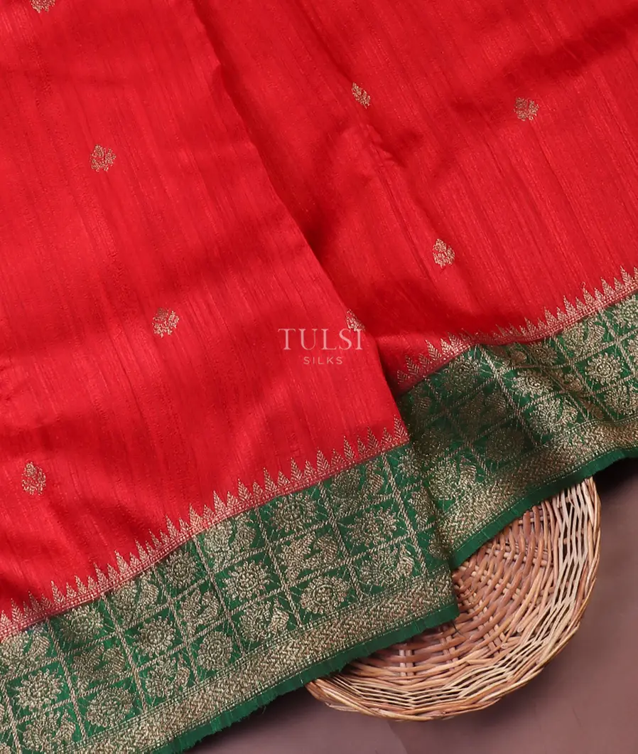 Red Banaras Tussar Saree T548010-image