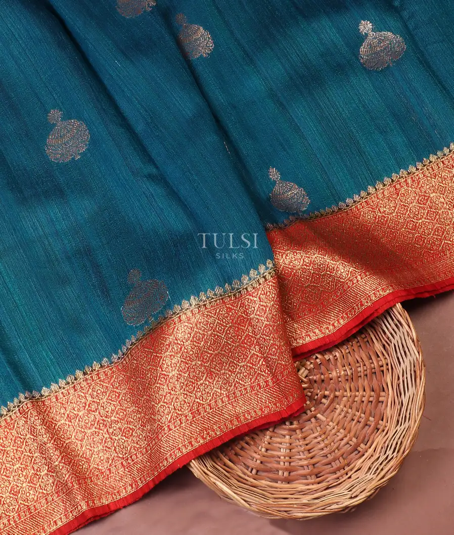 Blue Banaras Tussar Saree T548019-image