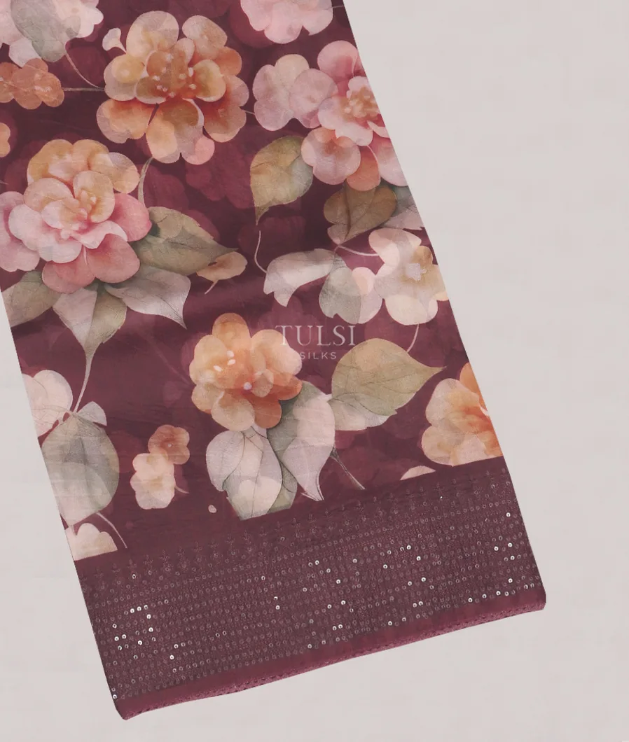 Purple Kora Organza Embroidery Saree T565835-image