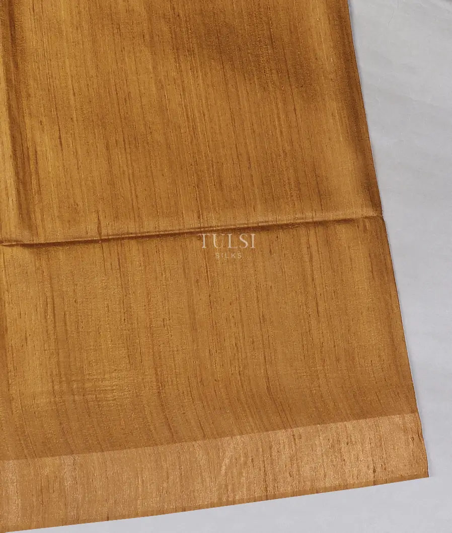 Golden Brown Tussar Printed Saree T507602-image