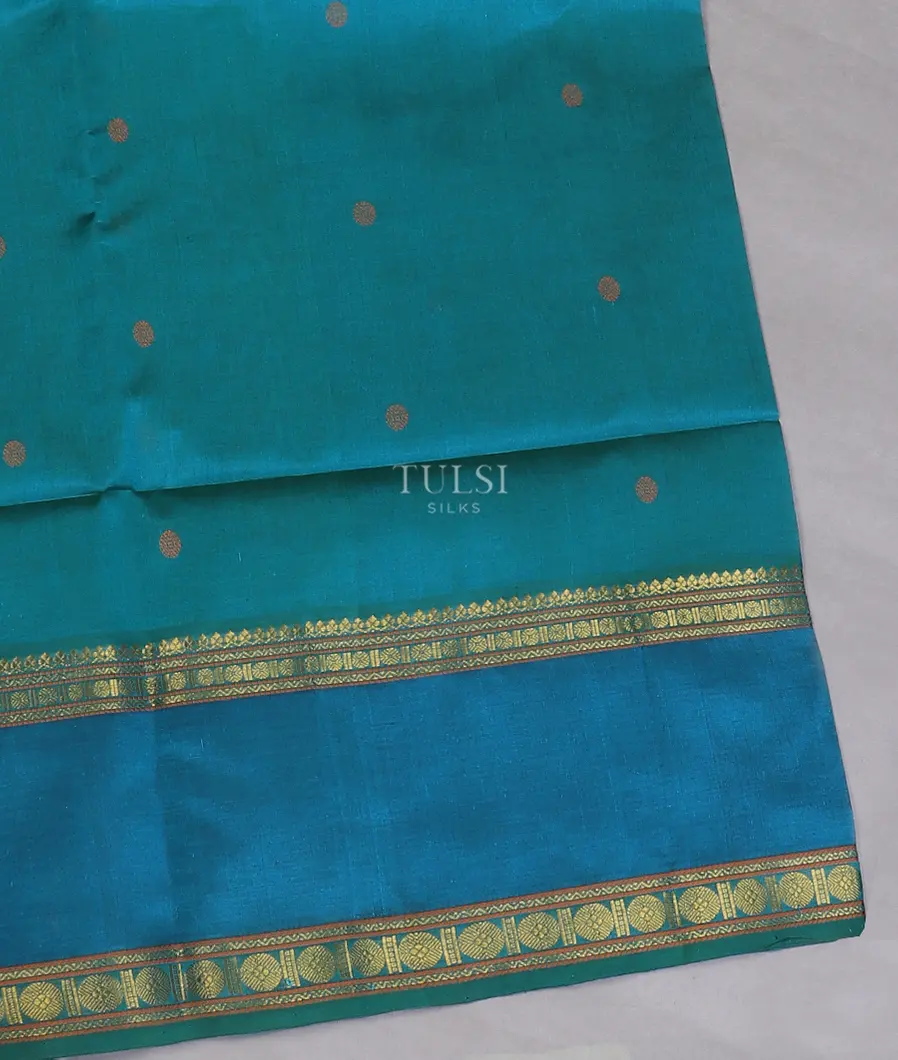 Peacock Blue Silk Cotton Saree T571378-image