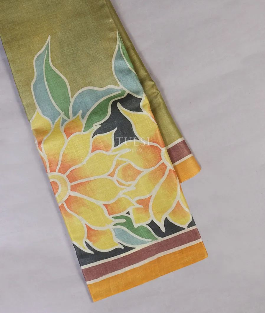 Green Tussar Printed Saree T575225-image