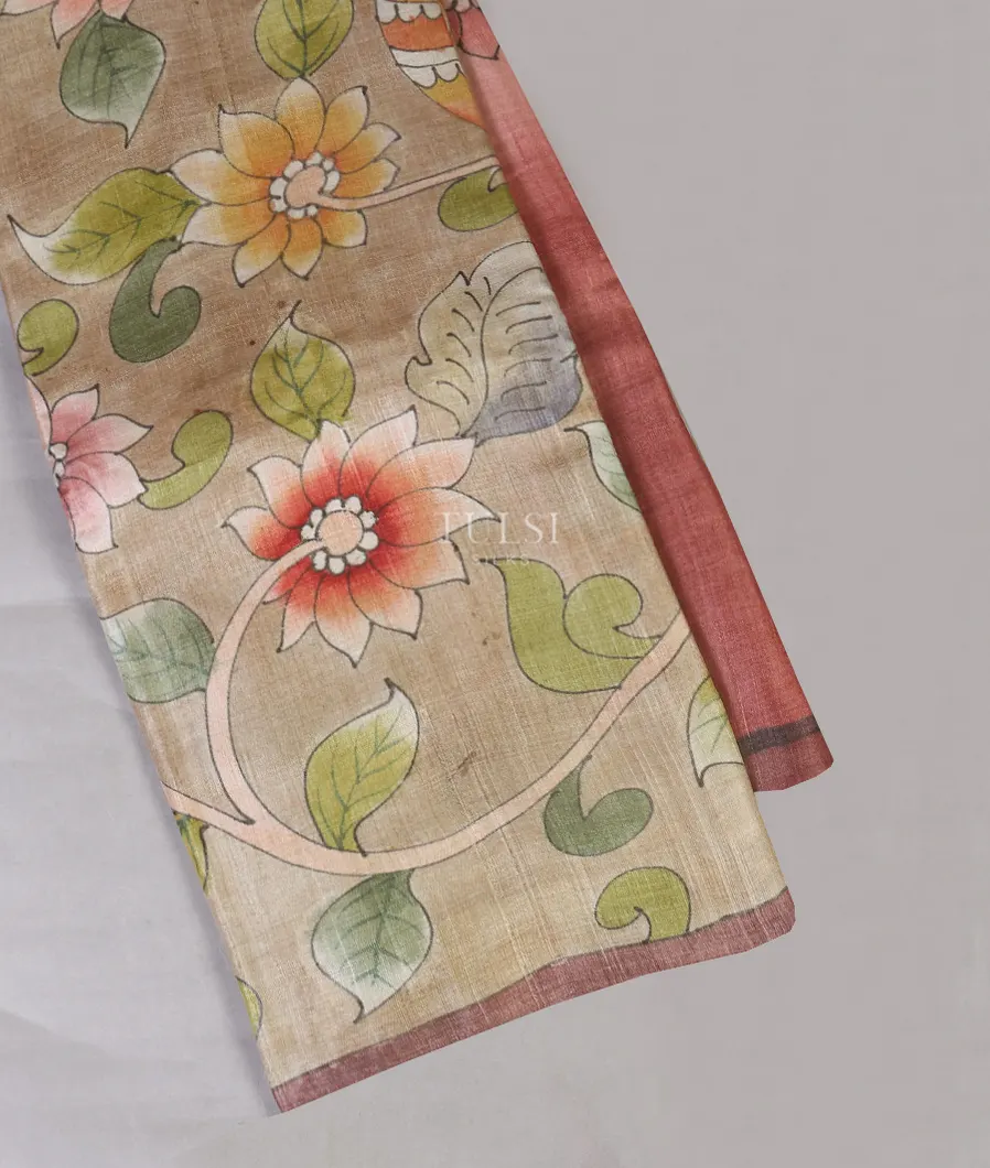 Beige Tussar Printed Saree T575226-image