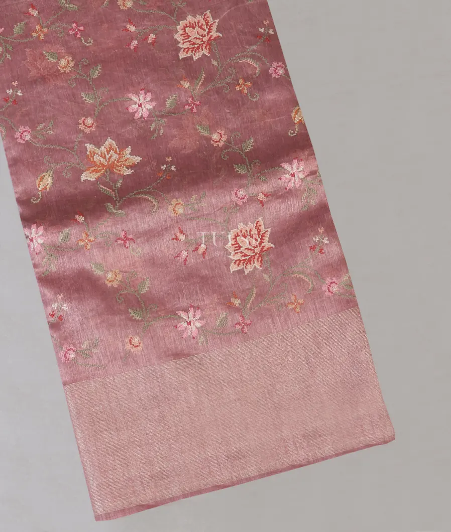 Mauve Pink Linen Embroidery Saree T577122-image