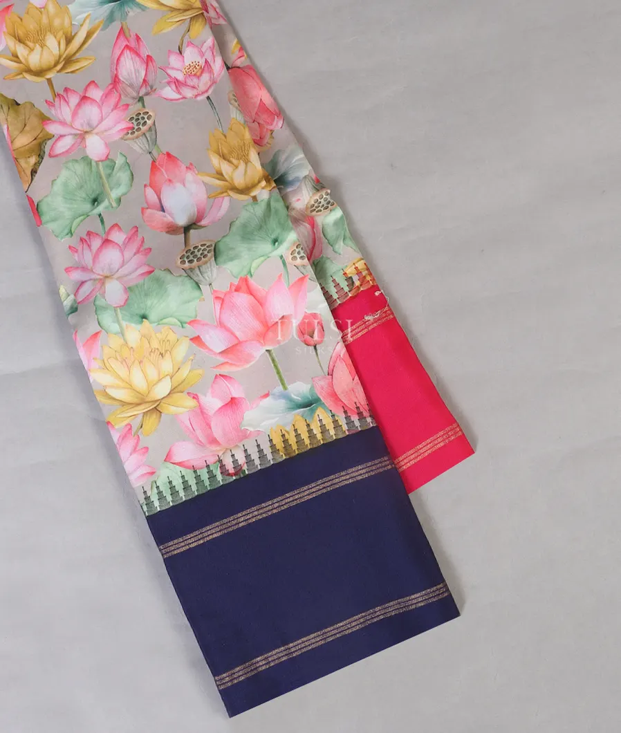 Grey Printed Soft Silk Saree T547121-image