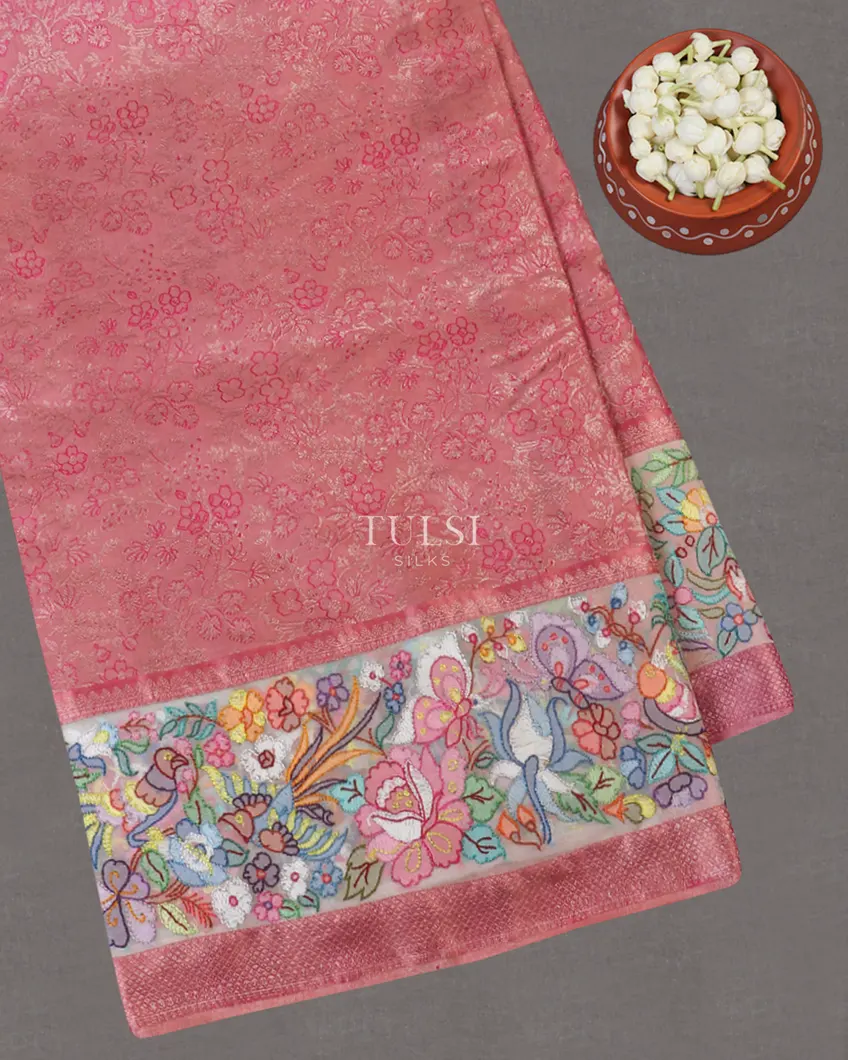 Pink Kanjivaram Embroidery Silk Saree T571492-image