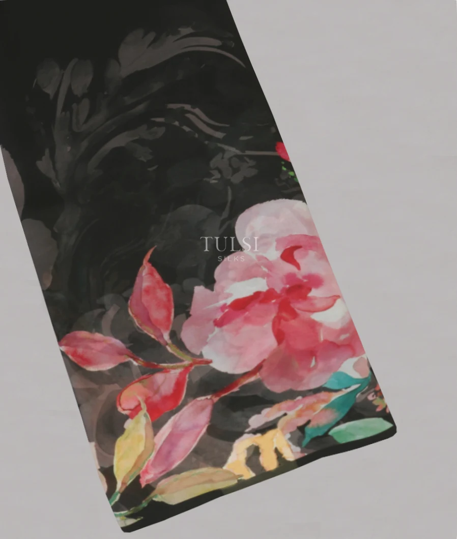 Black Georgette Silk Saree T502610-image