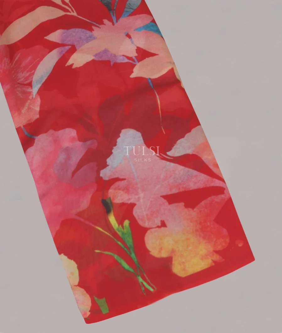 Red Georgette Silk Saree T430244-image