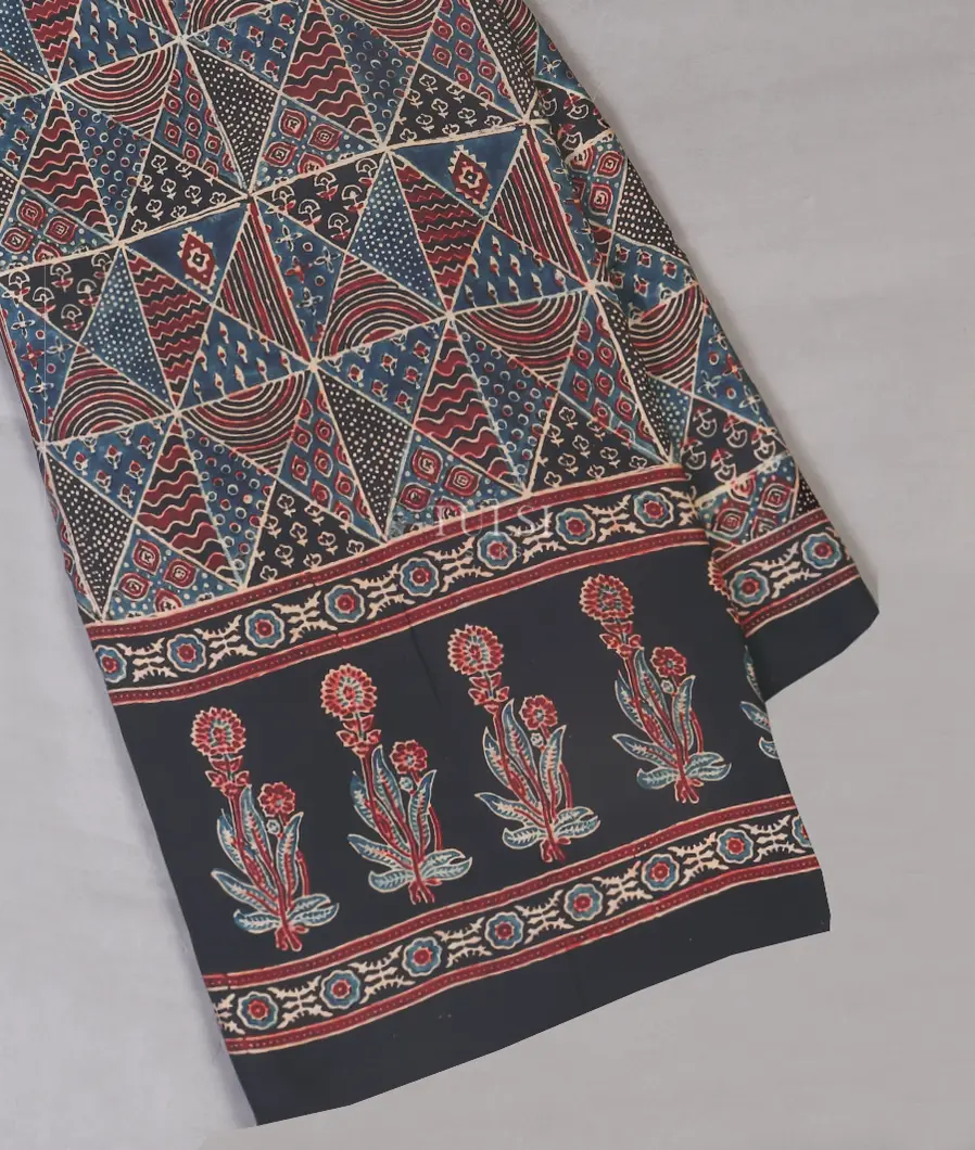 Black Ajrakh Printed Modal Silk Saree T569381-image