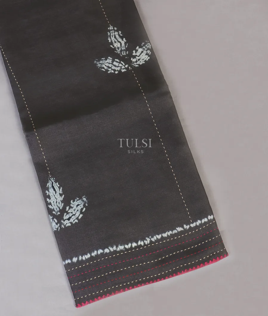 Black Tussar Printed Saree T573625-image