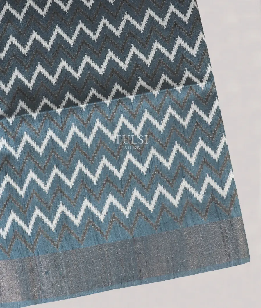 Greyish Blue Tussar Printed Saree T574973-image