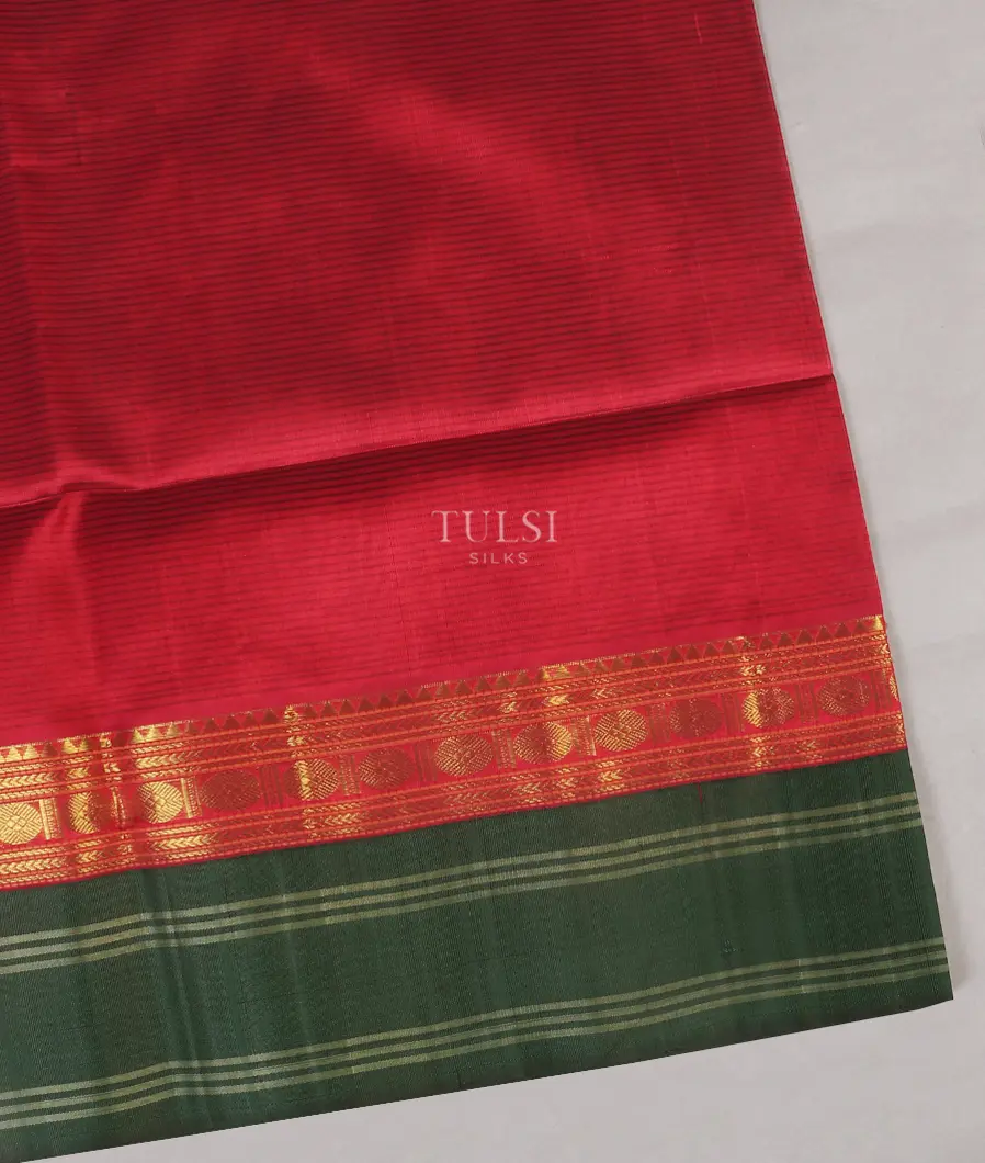 Red Silk Cotton Saree T518131-image