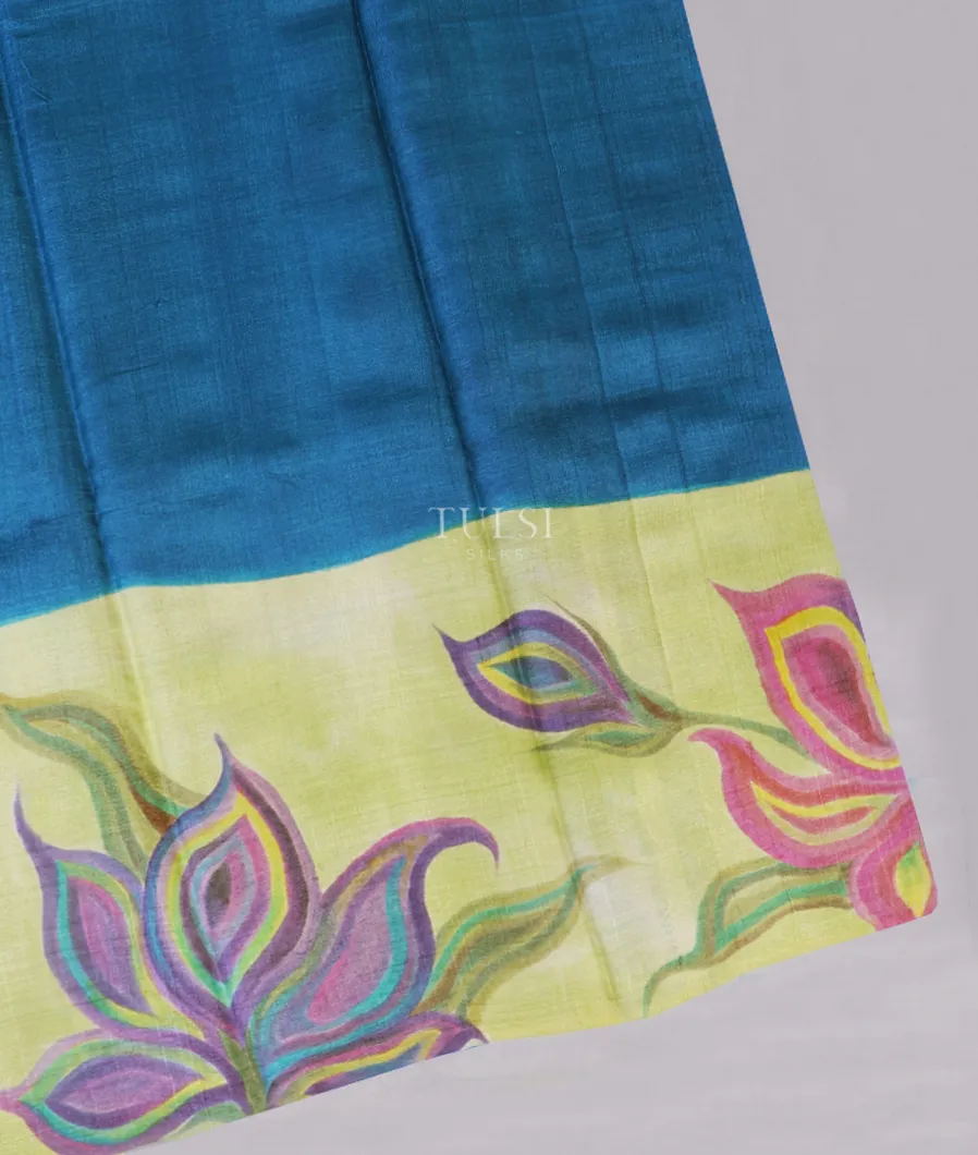 Blue Tussar Printed Saree T575217-image