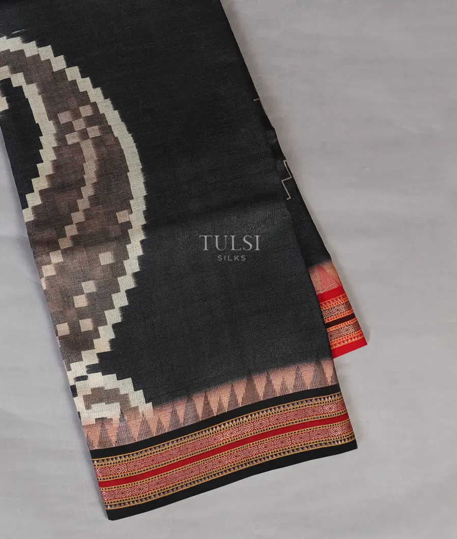Dark Elephant Grey Vidarbha Tussar Saree T571001-image