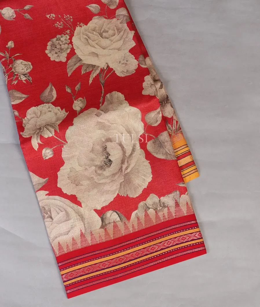 Red Vidarbha Tussar Saree T572956-image
