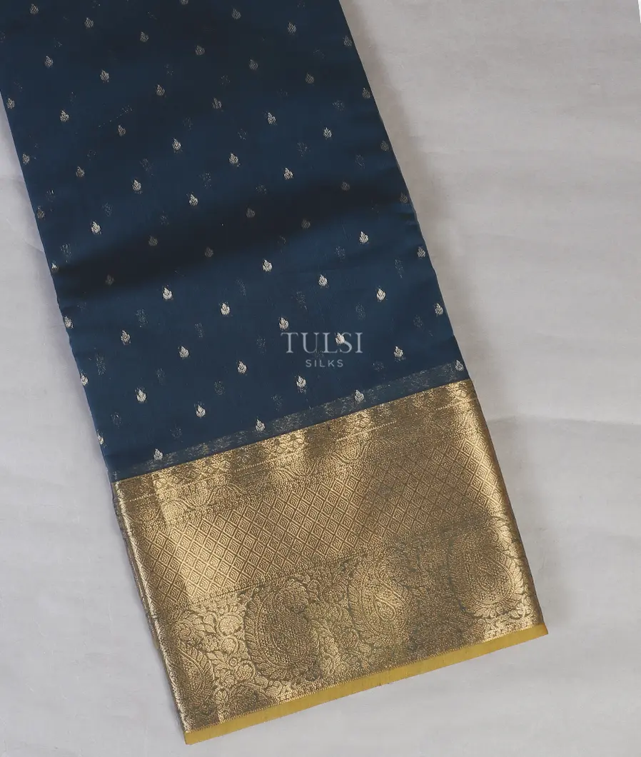 Dark Teal Blue Silk Cotton Saree T559286-image