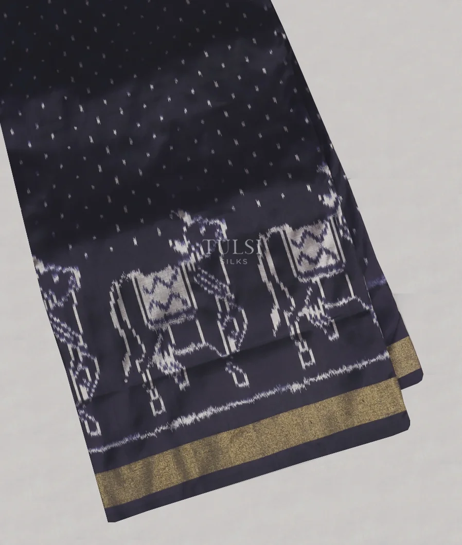 Midnight Blue Ikat Silk Saree T576886-image