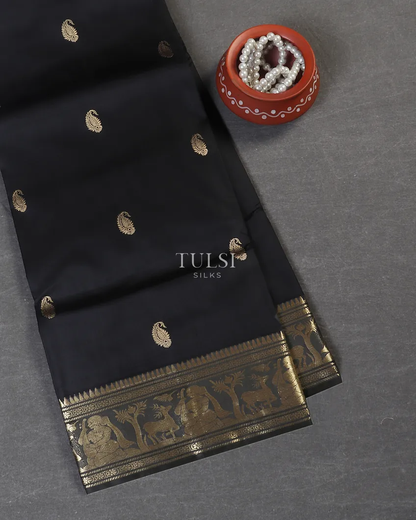 Black Baluchari Silk Saree T574654-image