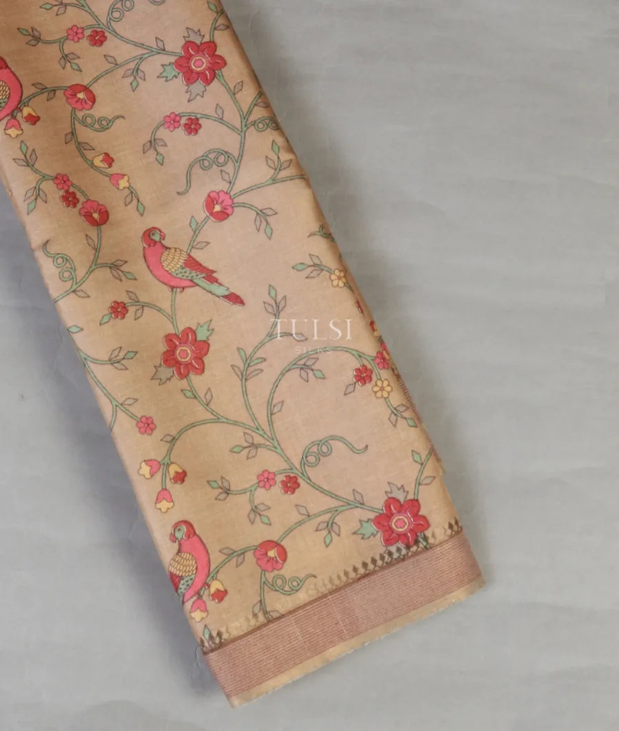 Beige Tussar Printed Saree T578645-image