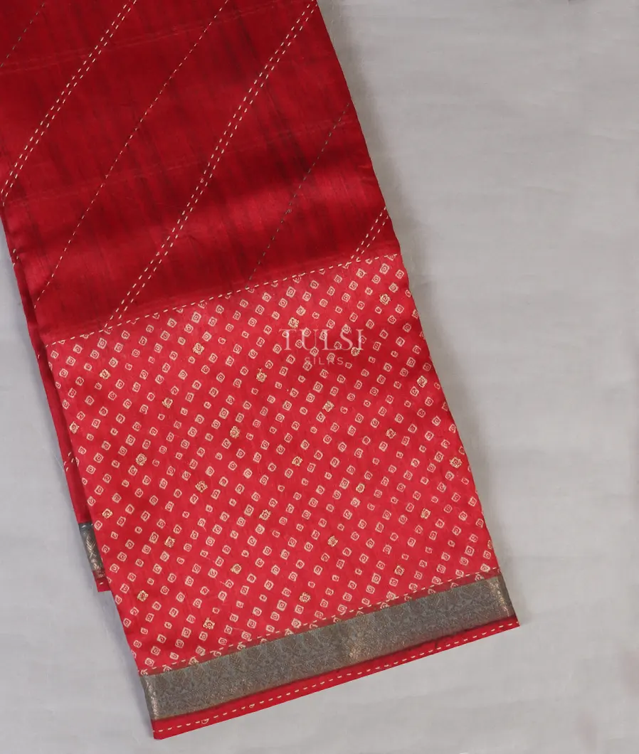 Red Tussar Printed Saree T575719-image