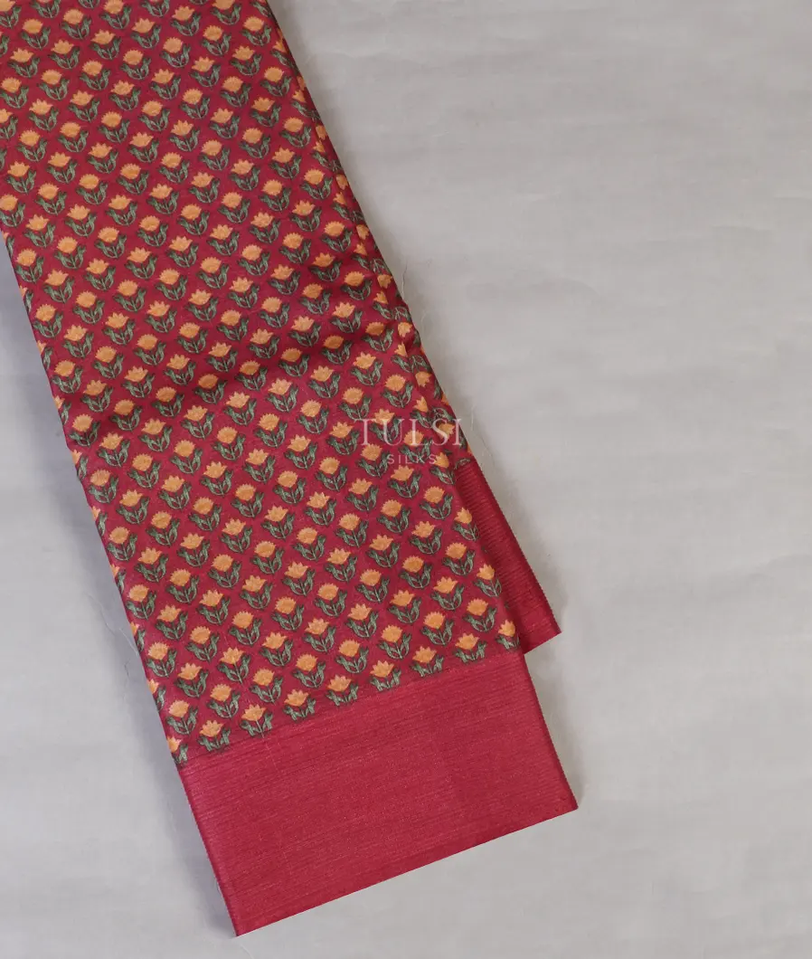 Reddish Pink Tussar Printed Saree T549851-image
