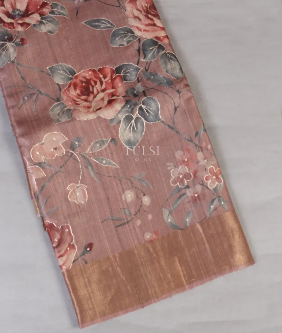 Pinkish Beige Tussar Printed Saree T564790-image
