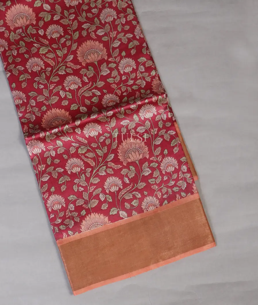 Reddish Pink Tussar Printed Saree T572705-image