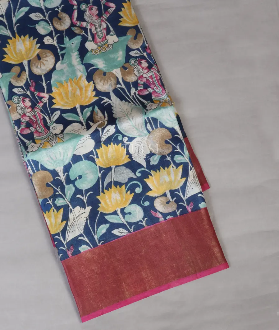 Blue Tussar Printed Saree T572676-image