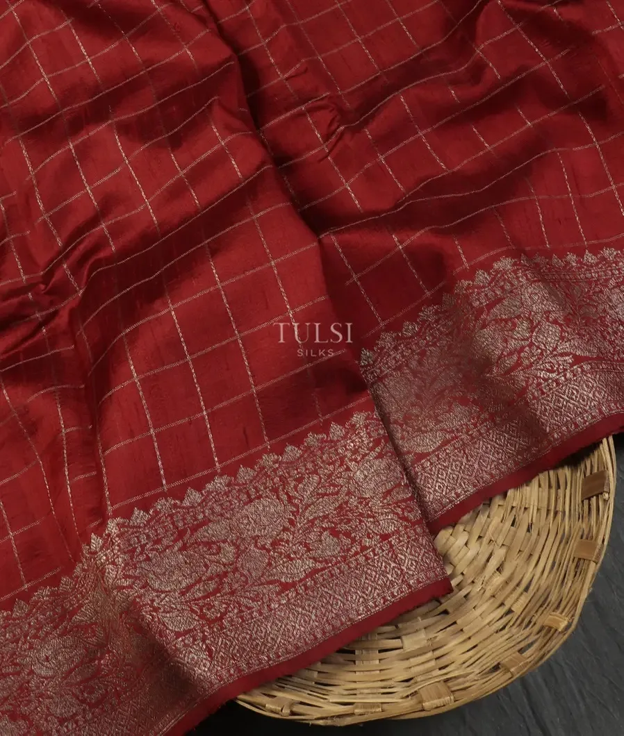 Red Banaras Tussar Saree T576612-image