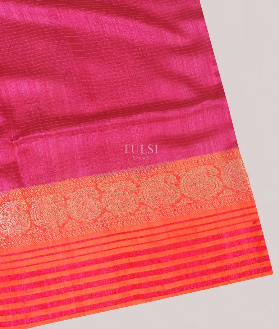 Pink Handwoven Tussar Saree T571841-image