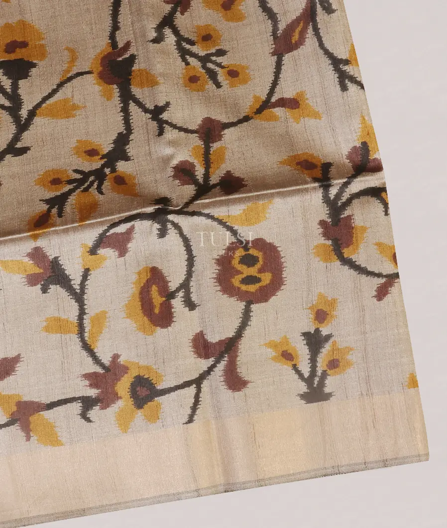 Beige Tussar Printed Saree T574862-image