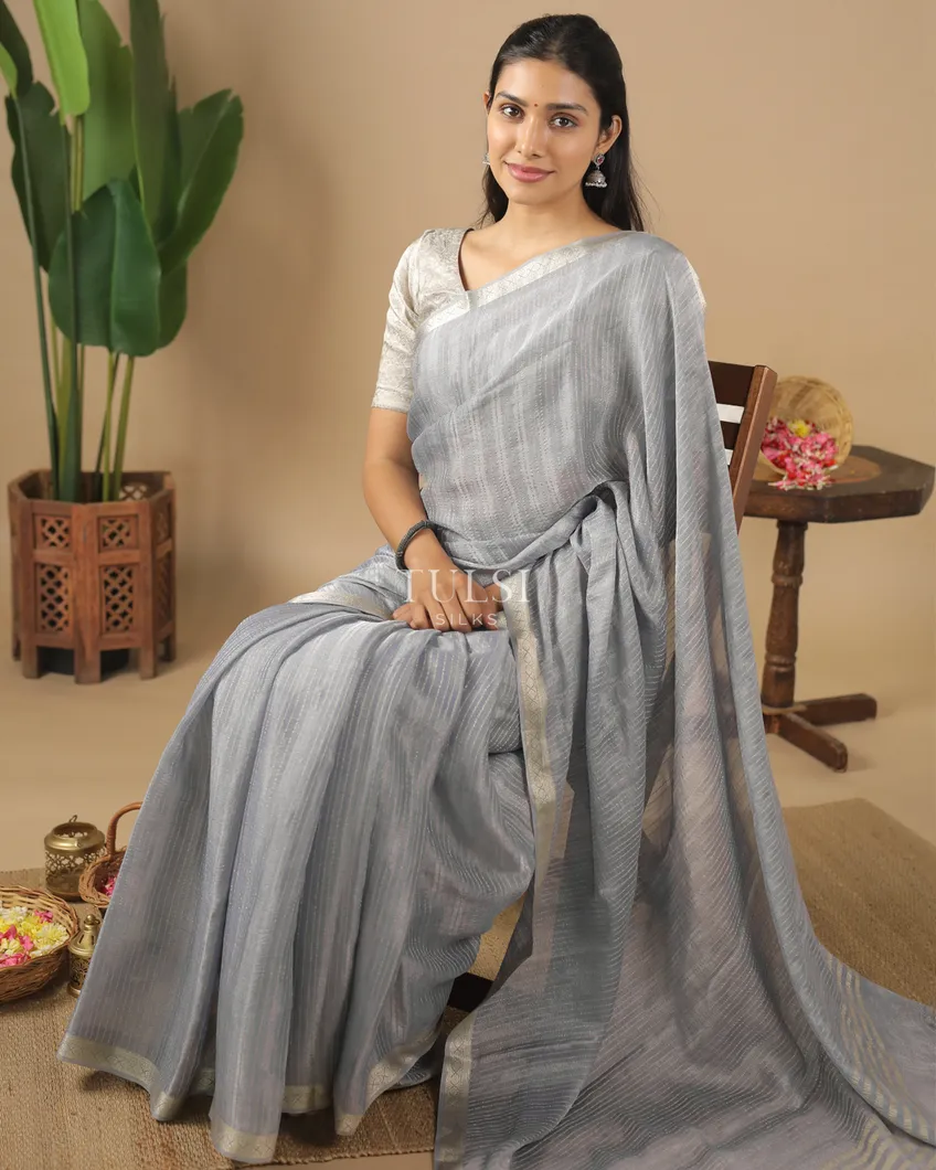 Silver Grey Mysore Georgette Silk Saree T574435-image