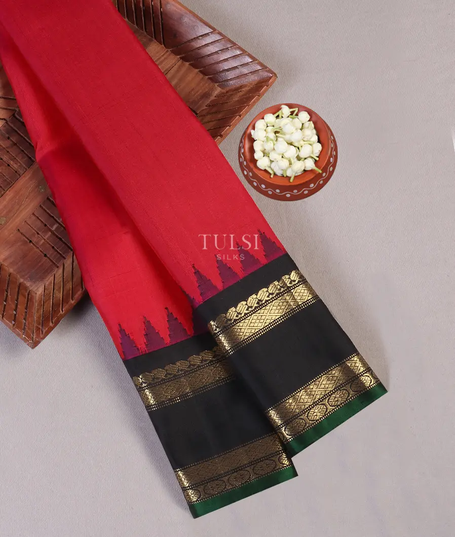 Reddish Pink Gadwal Silk Saree T577312-image