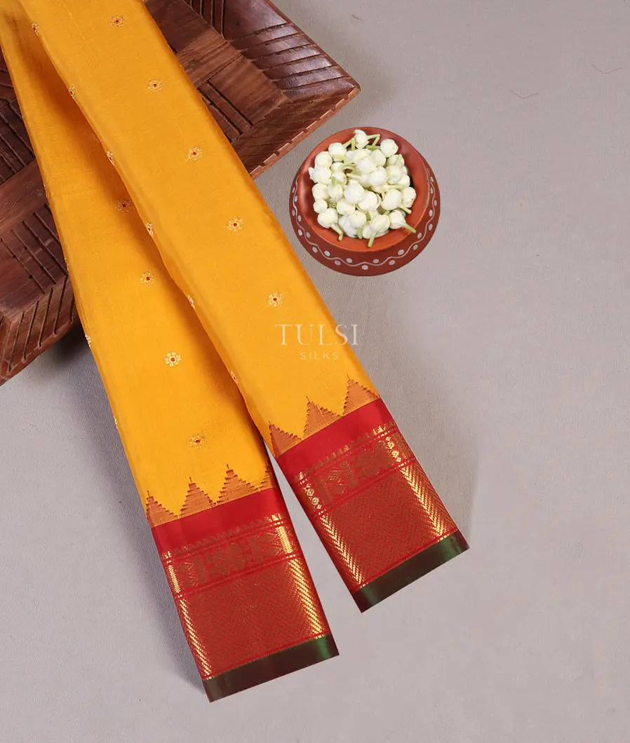 Yellow Gadwal Silk Saree T577337-image