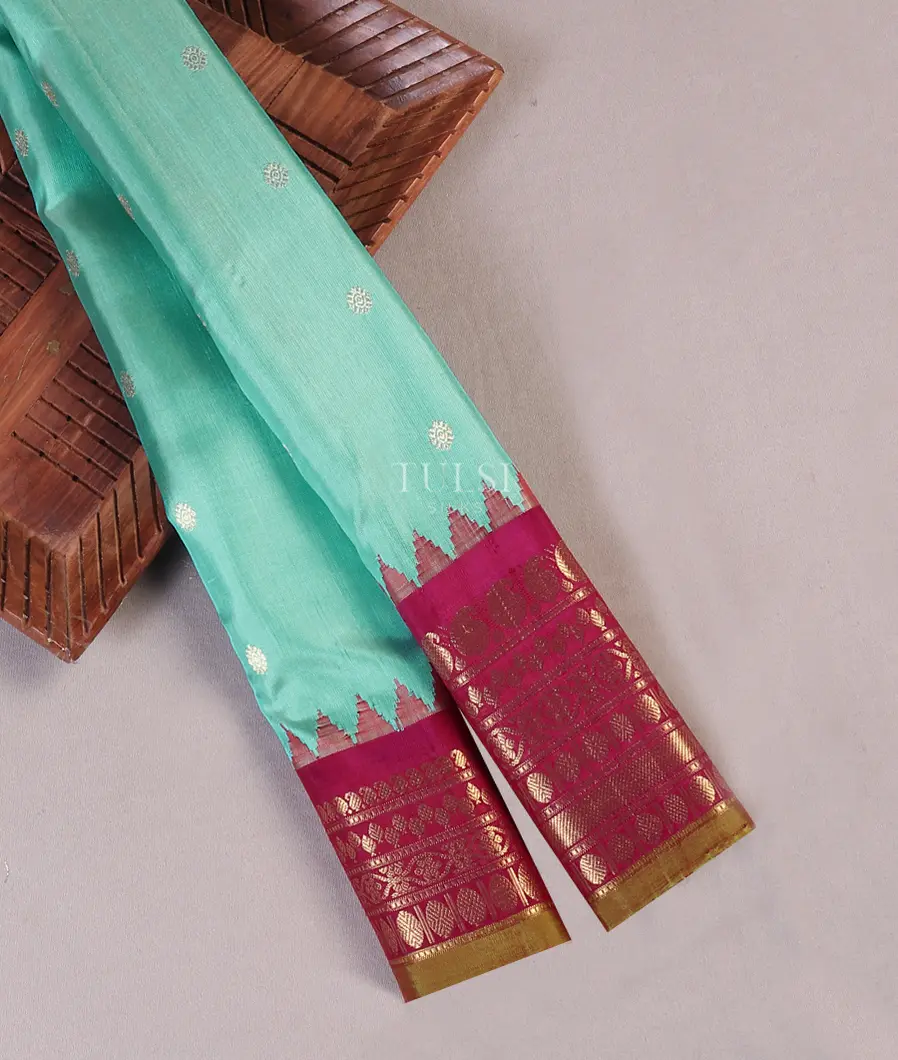 Blue Gadwal Silk Saree T577343-image