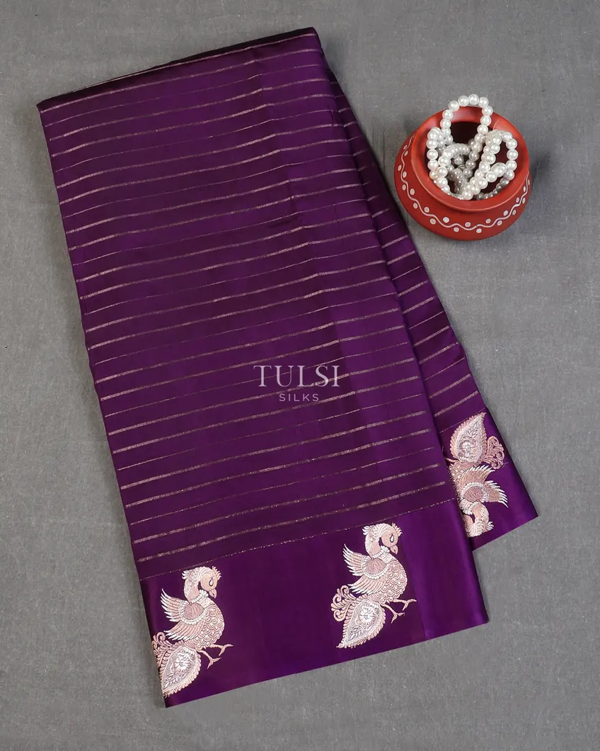 Purple Banaras Silk Saree T578400-image