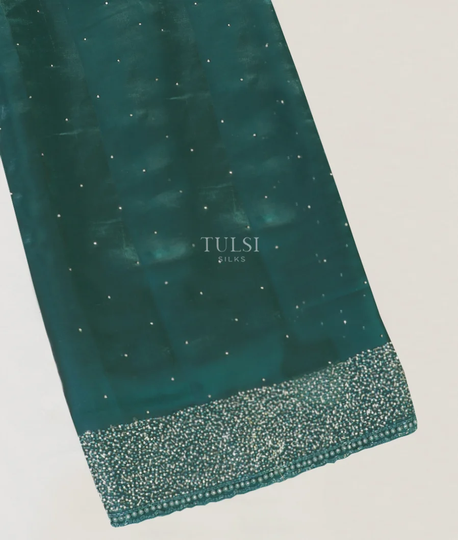 Peacock Blue Fancy Embroidery Saree T571286-image