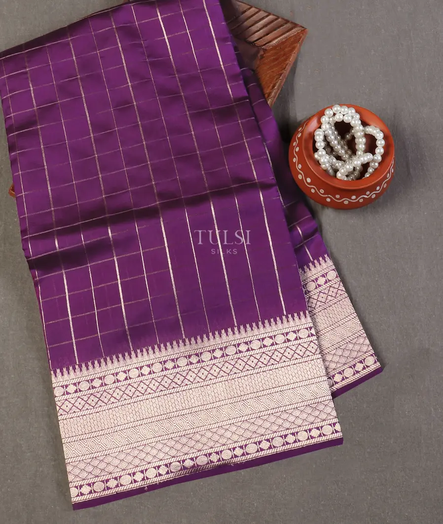 Purple Banaras Silk Saree T576599-image