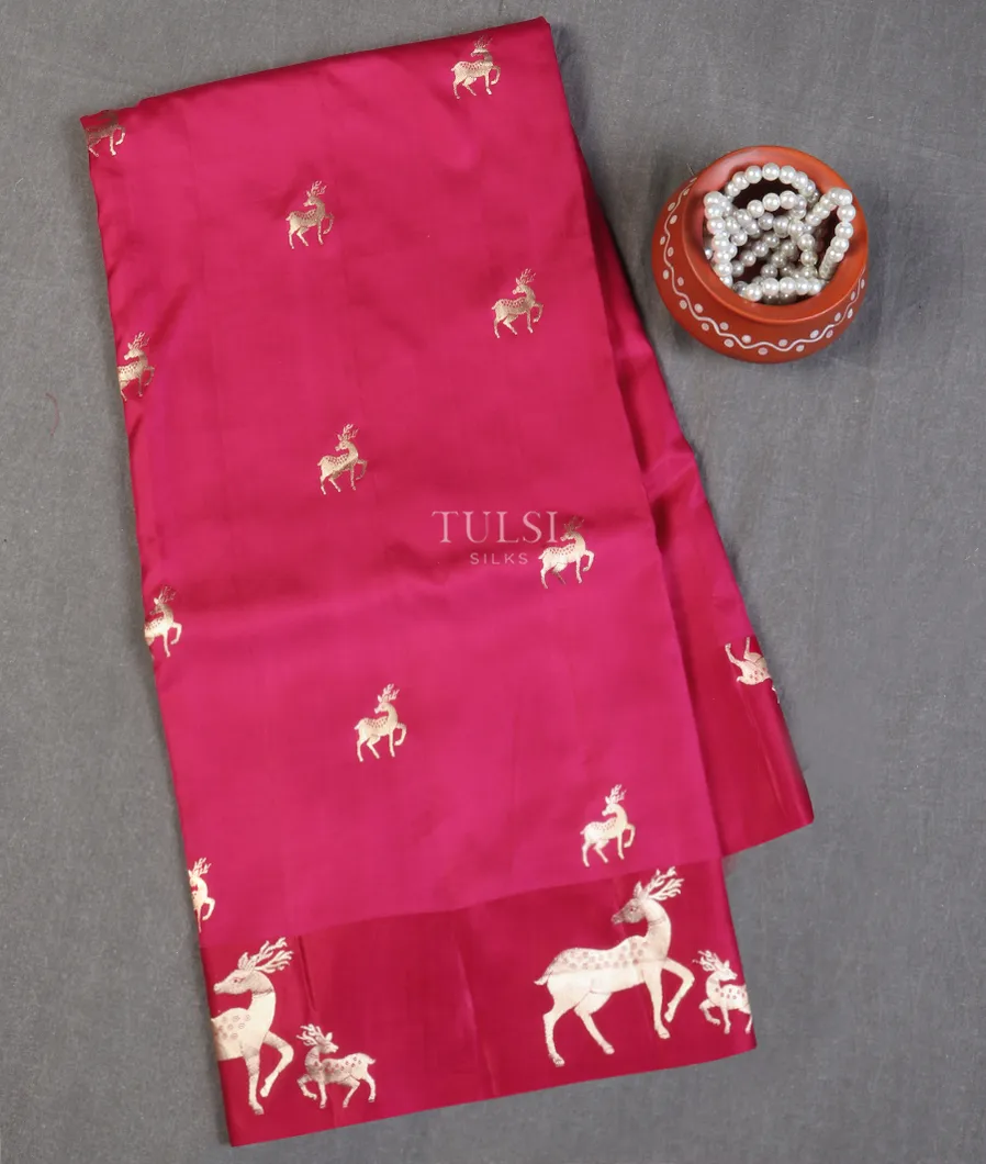 Rani Pink Banaras Silk Saree T576281-image