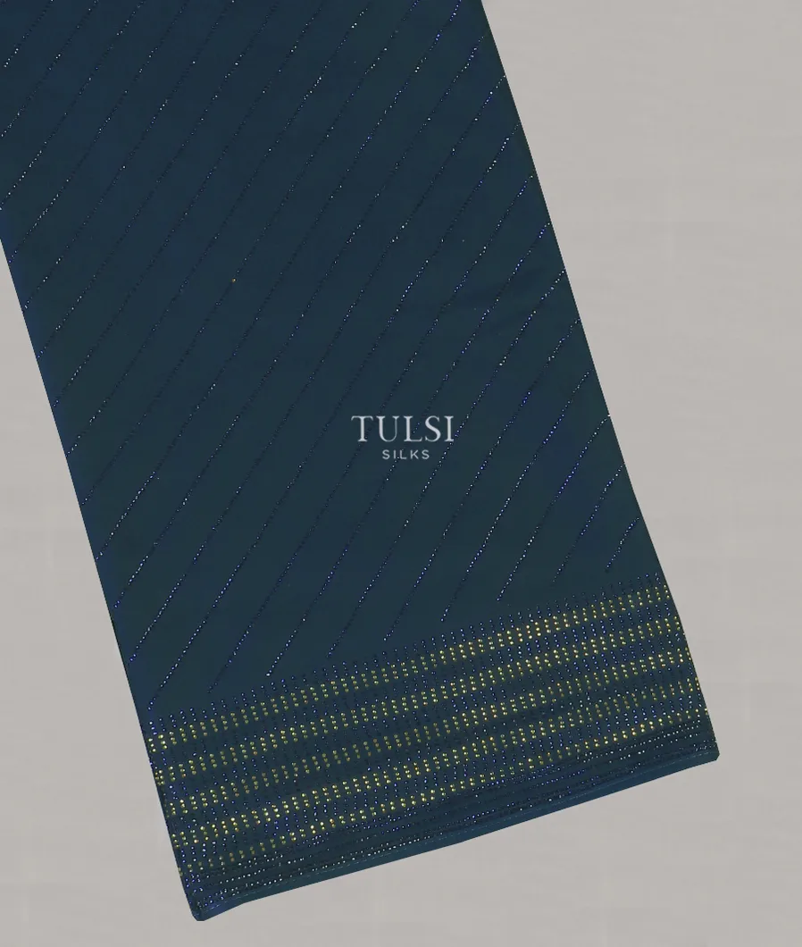 Midnight Blue Satin Crepe Silk Embroidery Saree T571262-image