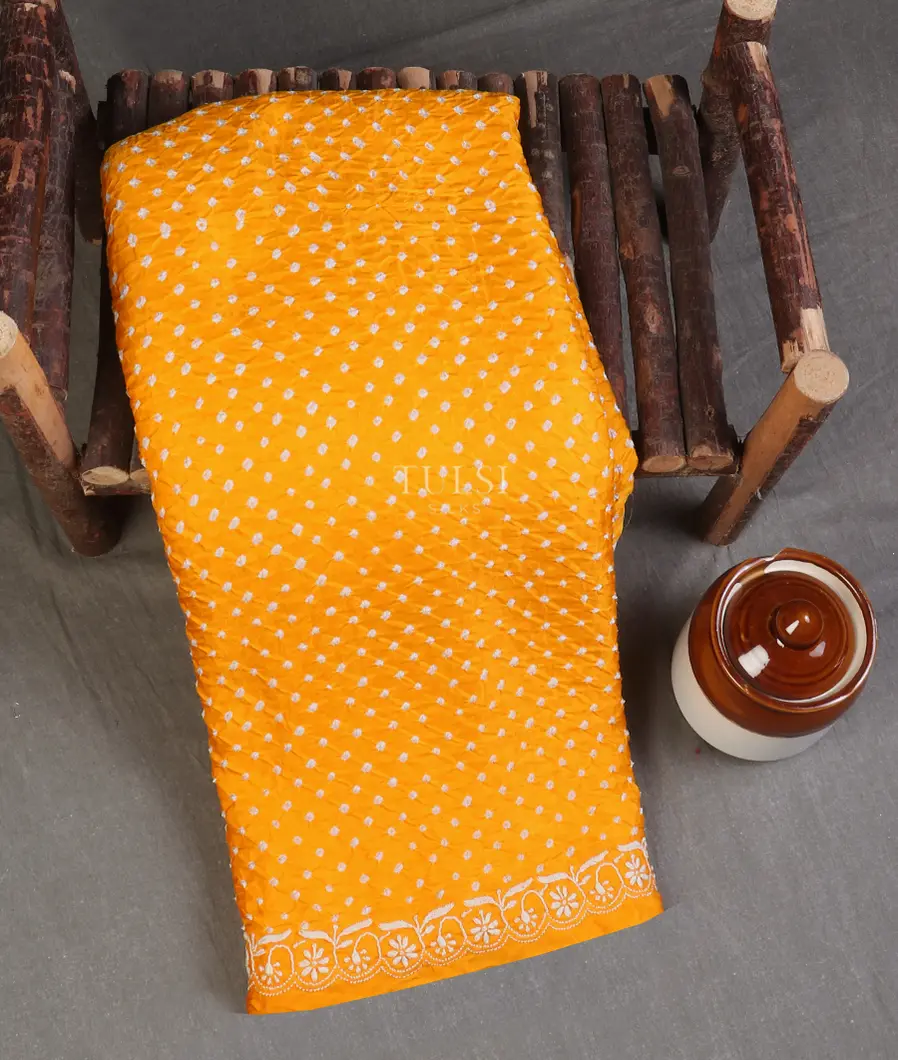 Yellow Bandhani Gajji Silk Saree T570147-image