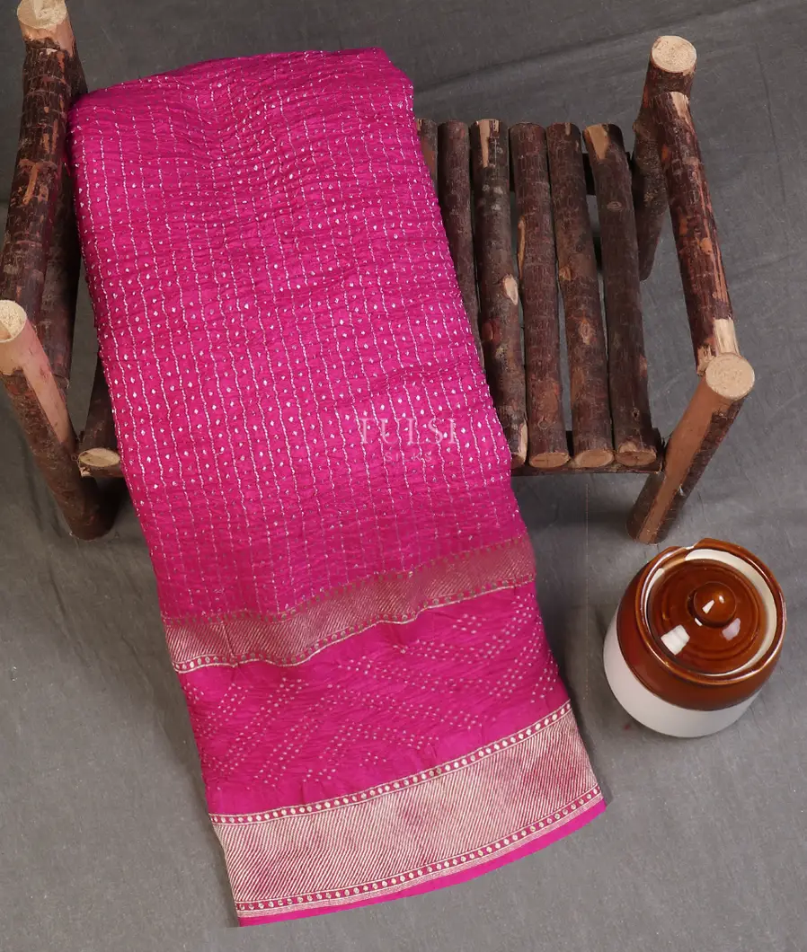 Pink Bandhani Tussar Georgette Saree T570163-image