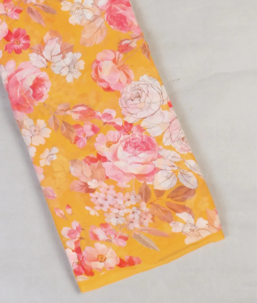 Yellow Chiffon Silk Saree T578727-image