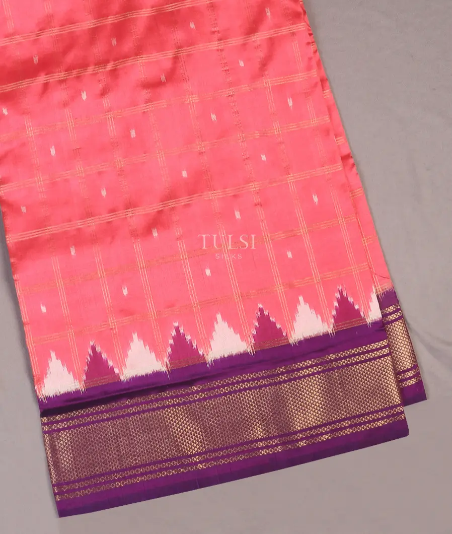 Pink Ikat Silk Saree T579591-image