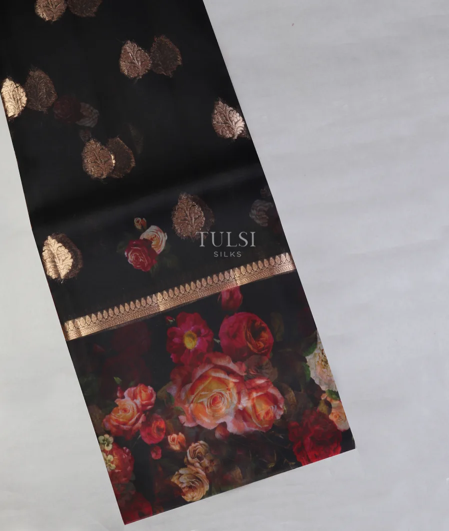 Black Kora Organza Printed Saree T574224-image